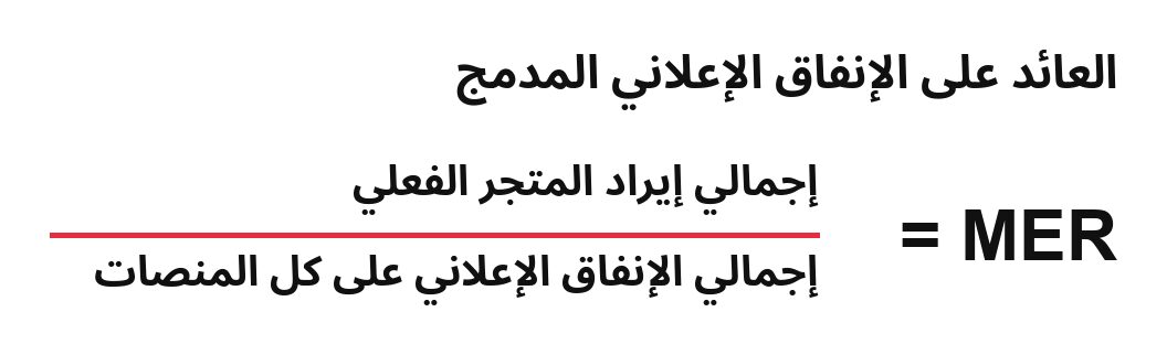 معادلة MER: إجمالي إيراد المتجر الفعلي مقسوماً على إجمالي الإنفاق الإعلاني على كل المنصات